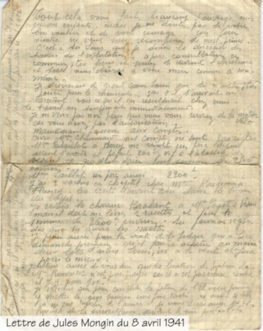 Lettre du 8 avril 1941