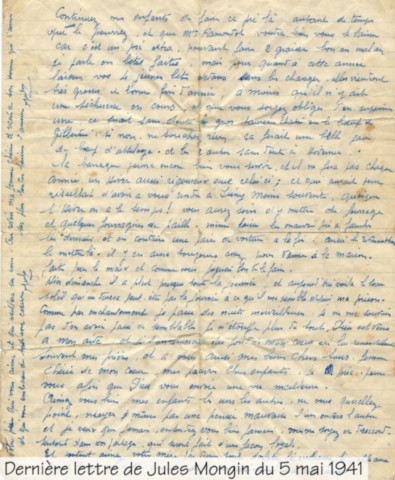 Lettre du 5 mai 1941